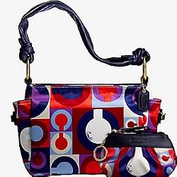 Coach Op Art Resort Shoulder Bag Mini Skinn Coin Case Combo Set