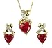 9ct Yellow Gold Ladies Created Ruby & Diamond Pendant with 18