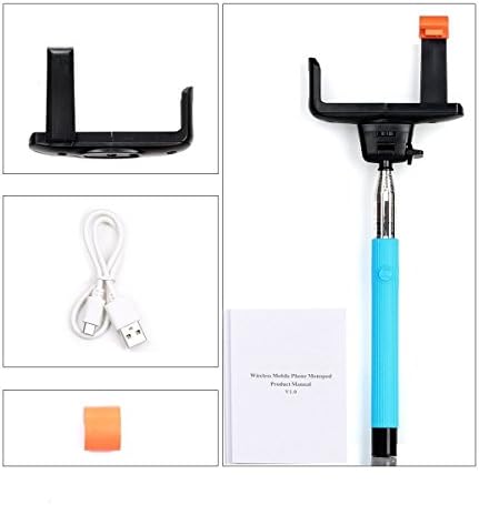 Aggressive Products - Bluetooth Selfie Stick Monopod 3-in-1 Self Portrait with Built-in Bluetooth Remote Shutter with Adjustable Phone Holder for iphone 6, iphone 6 Plus, iphone 5, Android (Blue)
