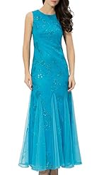 Floral Print Cocktail Sleeveless Sheer Evening Dress/Party Dress/Wedding Dress 