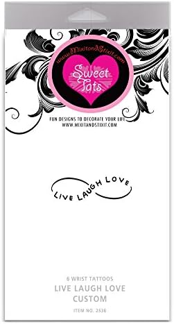 SweetTats Customizable Live Laugh Love Infinity Temporary Tattoo Pack - 6 Tats per Pack