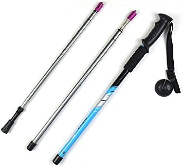 High Trek Anti Shock Adjustable Hiking/Climbing/Trekking Trail Pole Blue-1 Piece/1 Pack