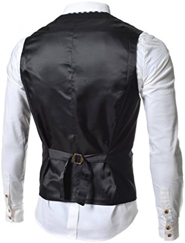 iRachel Mens Sleeveless Chain Point Casual Slim Fit Business Suit Vest Waistcoat