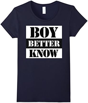 Women's "Boy Better Know" T-shirt Large Navy