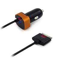 EZOPower 'Apple Certified' 90° Rotatable Rapid Car Charger w/ IC Chip - No Overcharging for Apple iPhone 4S 4 4G 4GS 3G 3GS, iPod Touch Nano Video Classic - Black / Copper Orange