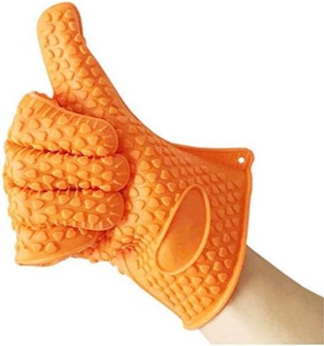 Aunema Silicone Heat Resistant Grilling BBQ Gloves for Cooking, Baking, Smoking &amp; Potholder - Protect Your Hands And Avoid Accidents - Insulated Waterproof Five-Fingered Grip
