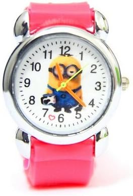 OnceAll 3D Pink Despicable Me 2 Boys Girls Kids Silicone Watch Teach Time Learner Children Christmas Birthday Gift