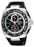 Seiko Men's SPC047P2 Sportura Black Leather Strap Black Chronograph Dial Watch