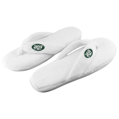 New York Jets Ladies White Plush Thong Slippers (9/10)