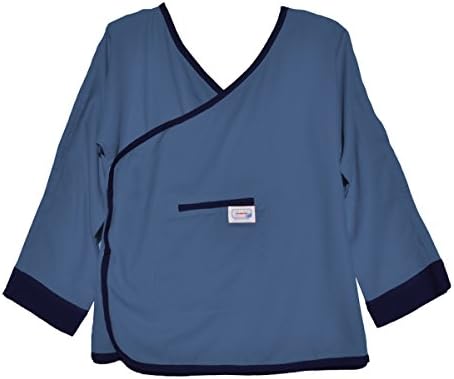 Modern Hospital or Maternity Nursing Functional Pajama Bed Jacket XL Steel/Navy