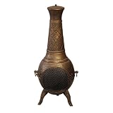 Garden Odyssey 21-Inch by 60-Inch Cast Iron Chiminea, Antique Brass