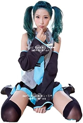 VOCALOID Miku Cosplay Costume] Uniform M size 4-piece set with original key ring