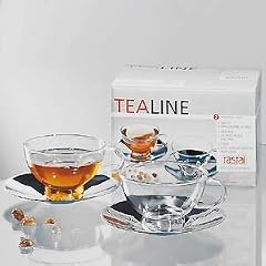 Rastal 9436 Tassen Tea Line 2er Set, 22,5 cl mit Untertasse aus Edelstahl