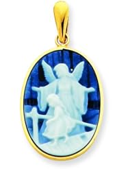 14K Gold Guardian Angel & Girl Cameo Pendant Jewelry