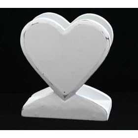 Gisela Graham Distressed White Carved Heart Letter Rack Or Napkin Holder
