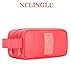 NCLINGLU Portable Small Universal Travel Case/Bag for Organizing Small Accessories & Electronics & Toiletries, with 2 Zippered main Compartments, High Quality & Good Looking (Red)