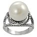 Silvertone Faux Pearl Twist Ring