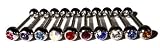 Body Colorz™ Lot of 10 Jeweled Gem Barbell Tongue Rings 14g 5/8