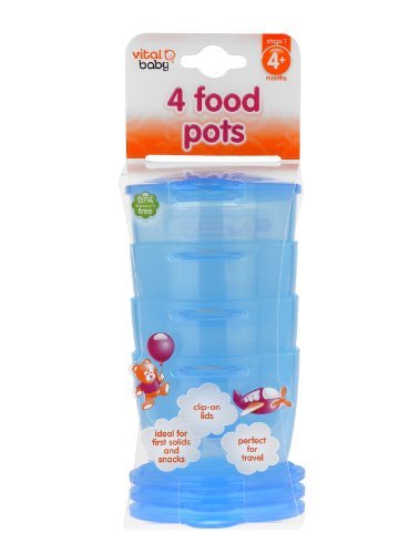 Imagen principal de Vital Baby - Recipientes para alimentos infantiles (4 unidades), color azul