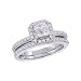 14K White Gold 3/4 ct. Round and Princess Cut Diamond Engagement Set