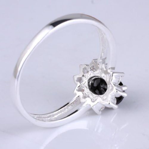 925 Sterling Silver Rhodium Plated 4mm X 6mm Oval Shape Created Black Onyx Ring Size 9