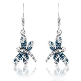 Ashley Arthur .925 Silver Indicolite Crystal Dragonfly Earrings. Made with Swarovski Elements