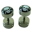 Men's Fashion Stud - Skull on Black Round Earrings - 1 Single Piece Only