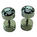 Men's Fashion Stud - Skull on Black Round Earrings - 1 Single Piece Only