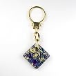 Murano Glass Keyring Jewelry - Square L Blue/Gold Style2