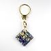 Murano Glass Keyring Jewelry - Square L Blue/Gold Style2