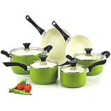 Cook N Home NC-00358 Nonstick Ceramic Coating 10-Piece Cookware Set, Green