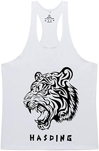 HASDING Men's Stringer Workout Y Back Cotton Tank Top White Large