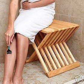 Teak Wood Folding Shower Seat, Bench, Stool - Bath, Sauna Seating