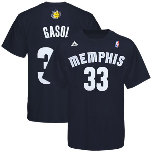 NBA adidas Marc Gasol Memphis Grizzlies #33 Net Number T-shirt - Navy Blue