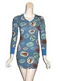 SCANTY Beatnik Thermal Henley Night PJ Top in Blue