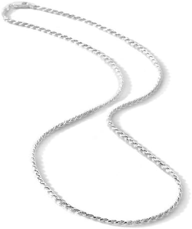 Italian Solid Sterling Silver Diamond Cut Rope Chain, 1.8 mm Width, Thick and Luxurious, Packaged in an Organza Jewelry Gift Bag