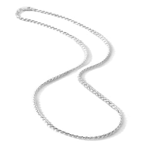 Italian Solid Sterling Silver Diamond Cut Rope Chain, 18