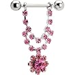 Pink Gem Flower Spectacular Nipple Ring
