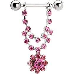 Pink Gem Flower Spectacular Nipple Ring