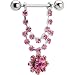 Pink Gem Flower Spectacular Nipple Ring