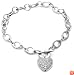Sterling Silver Pave Cubic Zirconia Heart Bracelet, 7.25