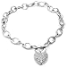 Sterling Silver Pave Cubic Zirconia Heart Bracelet, 7.25"