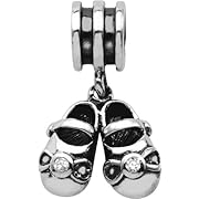 Persona Sterling Silver Dangling Baby Shoes Charm fits Pandora Troll & Chamilia European Charm Bracelets