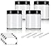 Clear Thick Glass Straight Sided Jar - 4 oz / 120 ml (4 pack) + Spatulas and Labels - Airtight, Smell Proof, BPA Free Lids