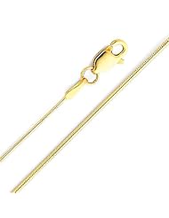 14K Yellow Gold 0.7mm Round Snake Chain Necklace with Lobster Claw Clasp - 20" Inches