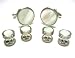 Mother of Pearl Silver Tux Tuxedo Cufflink & Stud Set w/ Gift Box