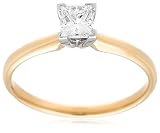  : 14k Yellow Gold Princess Cut Solitaire Diamond Engagement Ring (1/2 ct, H-I Color, SI2-I1 Clarity)