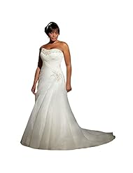 Plus Size Sweetheart Organza Lace-Up Applique 2015  Dress with a Brush/Sweep Train 