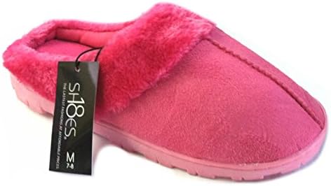Womens Indoor/Outdoor Faux Shearling Slippers (Large 8/9, Fushia 1411)