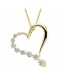 14K Yellow Gold Diamond Heart Journey Pendant with Chain - 1.00 Ct. -- LIFETIME WARRANTY